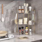 3-Tier Corner Bathroom Organizer Countertop with Hooks, for Makeup, Perfume - Image 5