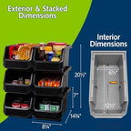 Akro-Mils ReadySpace Large Stackable Plastic Storage Bins, 6-Pack, Black - Image 3