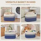Laundry Hamper with Handles, 72L Rope Laundry Basket, Blue - Image 4