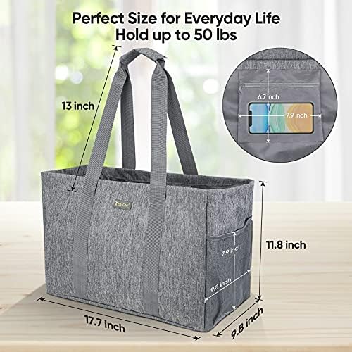BALEINE Soft 9 Gallon Extra Large Utility Tote, Foldable Reusable Storage Bag (Winter Gray) - Image 4
