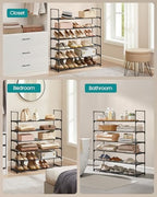 SONGMICS Shoe Rack, 6-Tier Shoe Organizer, Metal Storage Shelf | for Entryway, Upright or Upside Down, for 24-30 Pairs, Stackable, 11.8 x 36.2 x 42.7 Inches, Black ULSA306BH01 - Image 7