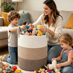 105L Extra Large Laundry Basket,Clothes Hamper with Handles- Brown - Image 4