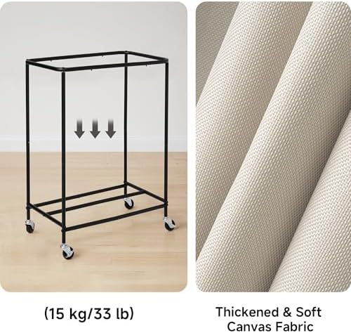 StorageWorks Laundry Hamper with Wheels and Removable Liner Bag, Beige, 90L - Image 4
