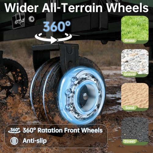 34" Extra Long Collapsible Wagon Cart, 480LBS Capacity, Army Green - Image 5
