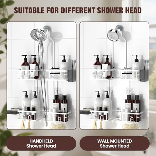 REINHARDT Adjustable Shower Caddy Hanging for Handheld Showerheads, White - Image 4