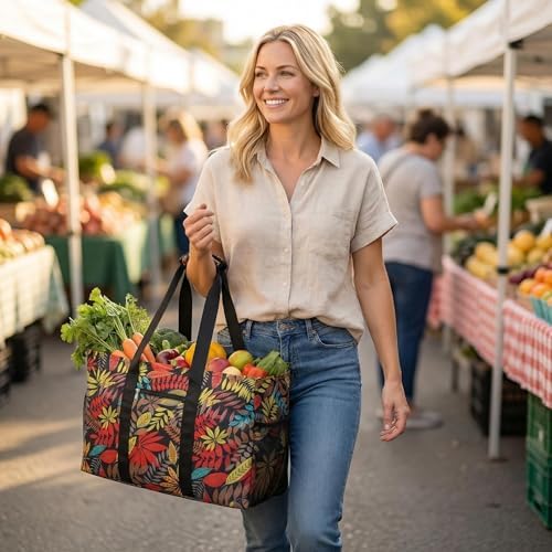 Extra Large Utility Tote Bag - Reusable Grocery Bags Foldable Heavy Duty - Image 3