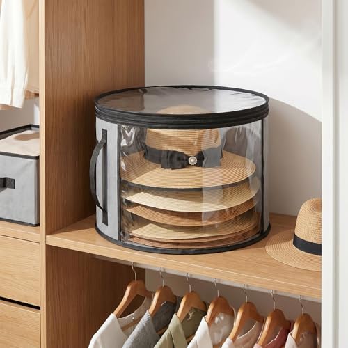 Bremorou Oversized Clear Hat Storage Box for Travel and Wardrobe Holds up to 7 Caps Cowboy Hat Organizer Bag Wide Brims Hat Case with Carrying Handles Non Woven Fabric Pvc Materials Unisex (Gray) - Image 7