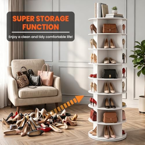 RUNSUNSPRI 8 Tier Rotating Shoe Rack 360°Rotating Shoe Rack Tower - Image 4