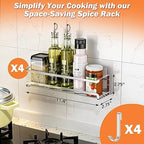 Bunoxea Spice Rack Wall Mounted 4 Pack, Chrome,For Spice Jars & Seasonings - Image 7