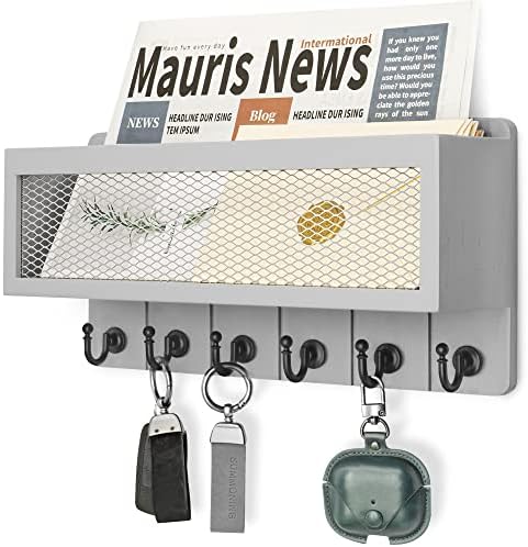 Rebee Vision Key Holder Wall Mount with Mesh Basket for Home Decor, Gray by REBEEVISION
