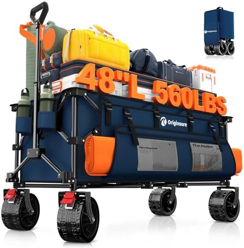 Originsure 300L Collapsible Beach Wagon Cart with Big Wheels, 560lbs, Blue by Unknown