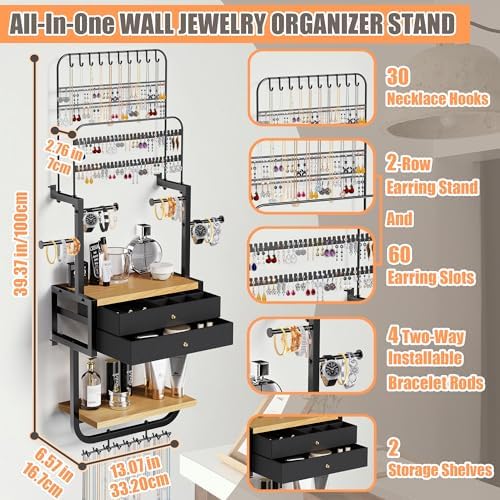 Wall Mounted Jewelry Organizer, Large Jewelry Organizer and Storage - Image 2