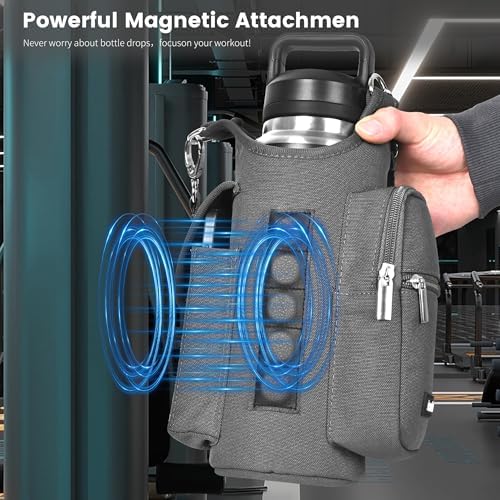 icolor Magnetic Gym Bag Water Bottle Carrier Holder with Phone Pockets & Shoulder Strap,Gym Magnetic Bag 5 Built-in Magnets Gym Accessories Organizer Sling Bottle Bag Pouch Sleeve - Image 2