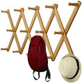 WEBI Accordion Wall Hanger,Expandable Wooden Hat Rack for Wall Mounted Coat Rack,Accordion Hat Hooks Holder for Baseball Caps,14 Peg Hooks,Natural by WEBI