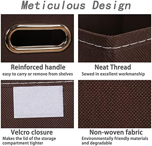 Closet Organizers Fabric Storage Bins With Lids Collapsible Cube Storages Organizer Basket With Handles,Storage Boxes for Clothes Storage,Office,Toys,3 Pack,（Coffee - Image 7