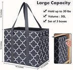 Reusable Grocery Bags 4Pack Foldable Washable Large Storage Bins, Dark Grey - Image 3