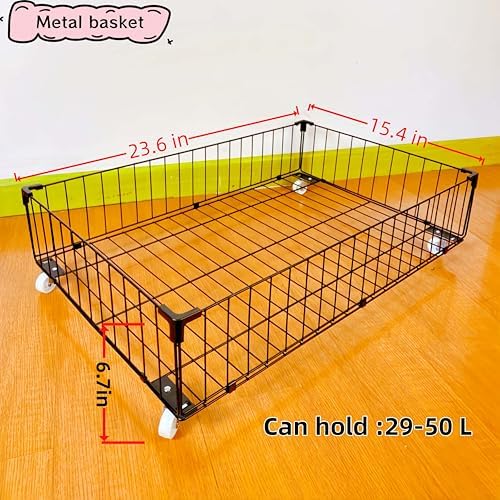 4 PACK Under bed Storage Containers With Wheels,Under bed Basket,Rolling Under Bed Drawer Organizer For Shoes Clothes Books Toys Blankets, - Image 2