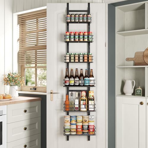 6-Tier Narrow Pantry Door Organizer,Over the Door Pantry Organizer,Black by Purdaz