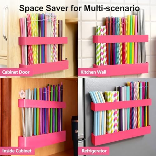 9.5” Large Acrylic Straw Holder for Cabinet Door, Adjustable Two-Part - Image 4