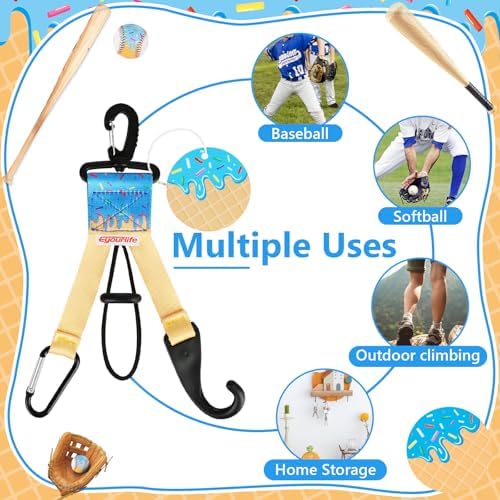6pcs Blue Ice Cream Drip Baseball Softball Dugout Organizer Bat Holder Rack Fence Hook for Bag Helmet Glove with Name Tags for Boy Girl Team Gifts Coach Mom Must Have Gear Accessory - Image 7