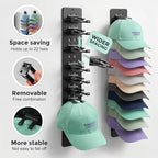2 Pack Hat Organizer for Baseball Caps,Detachable DIY Hat Rack for Wall Hold Up to 22 Hats,Baseball Cap Organizer Cap Holder Hat Hangers for Wall Closet Door Bedroom (1A-Black) - Image 4