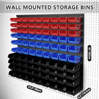 90Pcs Plastic Wall Mounted Storage Bins Parts Rack Nuts And Bolt Bins Organizer For Shop Garage for Screws, Nuts, Bolts, Nails, Beads, and Small Hardware Parts,Red,Blue,Black - Image 5