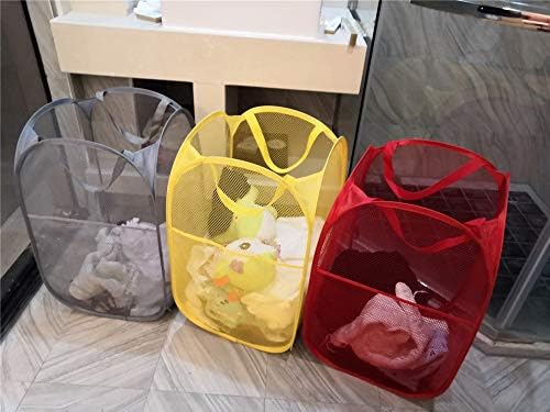 Pop up Hamper for Laundry, Collapsible Mesh Laundry Basket, Portable Foldable Clothes Hamper Storage Bin for Apartment, College Dorm or Travel, Red - Image 5