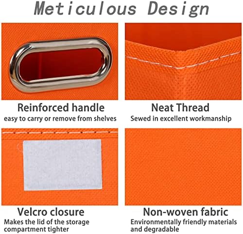 Closet Organizers Fabric Storage Bins With Lids Collapsible Cube Storage Organizer Basket With Handles,Storage Boxes for Clothes Storage,Office,Laundry,Shelves,6 Pack,（Orange） - Image 7