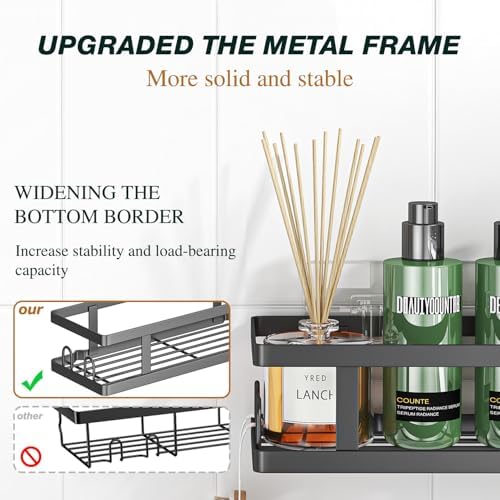 Youvip Adhesive Shower Caddy, Black, 3 Pack - Image 4