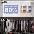 Upgrade 9 Layers Pants Hangers Space Saving, 4 Pack Pant Hangers Organizer Multifunctional Pants Rack Space Saver Closet Organizers and Storage Hangers for Pants Jeans Leggings Skirts, Snowy White | Metal Space Saving Hangers Multi-Layer Multifunctiona... - Image 3
