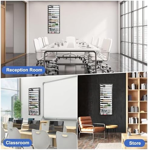 EasyPAG Wall File Holder 14 Tier Mesh Hanging Folder Organizer with Flat Tray Wall Mounted Mail Organizer Magazine Paper Desk Shelf with Nametag Label for Office Home School, Black - Image 7
