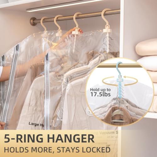 TAILI Hanging Vacuum Sealer Storage Space Saver Bags for Clothes, Suits, Coats or Jackets, 4 Pack Jumbo 53x27.6 Inches, Clear - Image 4