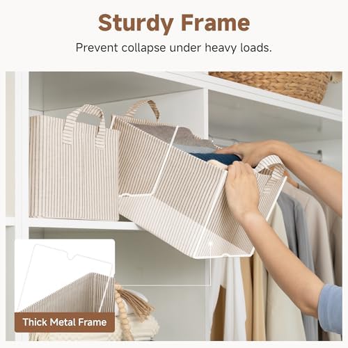 StorageWorks Fabric Storage Bins, Khaki and Beige Stripes, 2-Pack - Image 4