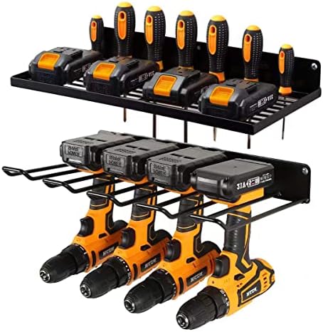 UU-Major Power Tool Organizer with Charging Station,Drill Holder Wall Mount,Garage Storage Shelves for Organization and Storage,Heavy Duty Pegboard Wall Organizer Set Solid Metal Black… by UU-Major