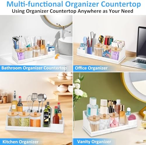 Bathroom Counter Organizer, White Silicone Toothbrush Holders for Bathrooms Organizer Countertop with 3PCS Qtip Holder, Toothbrush and Toothpaste Holder for Bathroom Organization Storage Vanity - Image 7