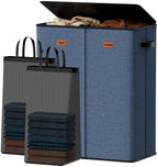 150L Double Laundry Hamper With Lid, Large Clothes Hampers with Removable Bag, Laundry Hamper 2 Section for Bathroom, Bedroom, Laundry Room, Dorm, Navy Blue by Vexalora