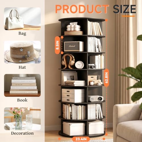 RUNSUNSPRI 7 Tier Rotating Shoe Rack 360°Rotating Shoe Rack Tower Black - Image 3