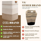 Laundry Hamper, 95L Tall Laundry Basket with Leather Handles, Rectangle Large Clothes Hamper for Organizing, Cotton Woven Laundry Baskets Storage Hampers for Bedroom, Nursery, Living Room - Image 5