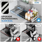 Under Sink Organizer Upgrade To Professional Rails,2-Tier Dual Pull Out Cabinet Storage,Height Adjustable Slide Out Drawers For Bathroom Kitchen,2 Pack-14.5"Dx12.8"-16.9"H,Gun Gray - Image 3