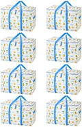 VENO 8 Pack Heavy Duty Moving Bags, Extra Large Storage Bags with Reinforced Handles & Strong Zippers, Foldable & Reusable Moving Box Alternative for Clothes & Dorm Storage by Veno