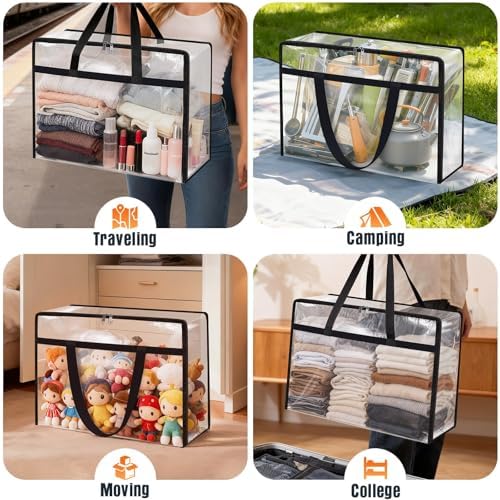 6 Packs 40L Clear Under Bed Storage Containers, Large Clothes Storage Bags - Image 6