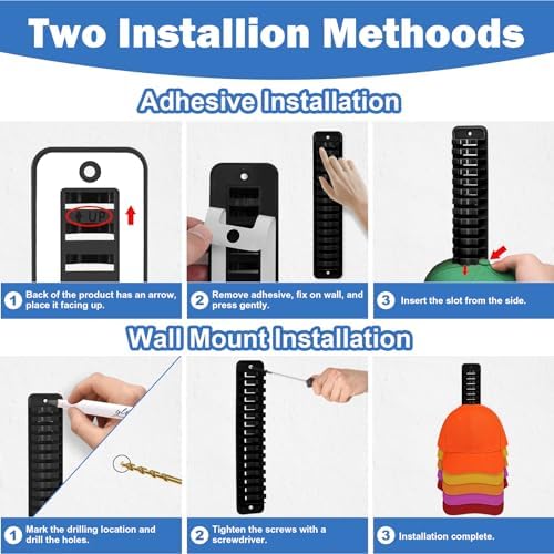 MAGTSMEI Hat Rack for Wall, 2 Packs Hat Organizer for Baseball Caps Adhesive Hat Hooks Hold Up to 32 hats, Hat Storage Display Hat Hanger Holder for Door Closet, Patent Pending - Image 6