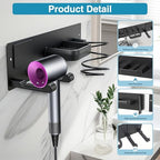 Hair Dryer Holder Hair Tool Organizer Metal Wall Mount(Matte Black) - Image 3