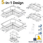 YASONIC Corner Shower Caddy Adhesive, 100% Rustproof Shower Organizer with Soap and Troothbrush Holder, No Drill Shower Shelf for Inside Shower, Wall-Mounted Shower Storage for Homes (5 Pack, Silver) - Image 7