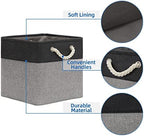 Temary 12 Inch Cube Storage Baskets 4 Pack Fabric Storage Bin for Clothes, Large Baskets with Handles, Basket for Organizing Towels, Blankets, Collapsible Cube Storage Bins (Black&Gray) - Image 5