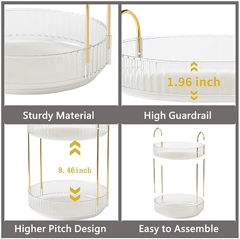 Asayuee 360 Rotating Makeup Organizer,3 Tier Large Capacity Make Up Organizers and Storage,Skincare Perfume Vanity Organizers,Bathroom Cosmetics Storage Organizer Countertop (Clear-3 Tier) - Image 4