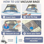 4 XXL Jumbo Vacuum Storage Bags for Bedding, Space Saver with Hand Pump | 47.2" x 35" Extra Large Vacuum Seal Bags for Bedding, Comforters, Blankets & Pillows; 80% Space-Saving Storage for Home - Image 6