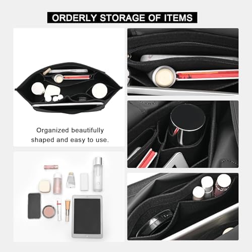 LOUKAYCCI Felt Purse Organizer Insert for Longchamp Le Pliage M Handbag Insert (Medium, Black) - Image 5