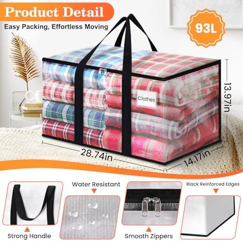 Moving Bags, Extra Large Heavy Duty Storage Bags, 93L, 10 Packs - Image 3