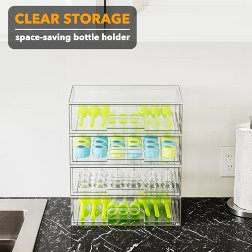 SpaceAid Bottle Storage Organizer Baby - Acrylic Bottles Station Organizer Container, Stackable Clear Drawers for Countertop, Vanity, Bathroom, Cabinet, Pantry Organization, 4 Pack, 4L, 13.7"H - Image 5